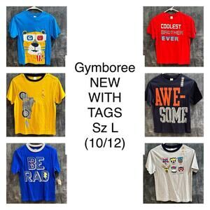 6 NEW Gymboree Graphic T-Shirts, Size Large (10-12) (10A)
